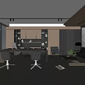 Modern Office Interior Design With Wooden Desk Office Chairs And Green Plants