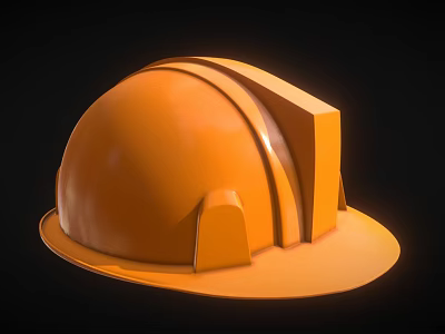 Orange Safety Helmet With Modern Protective Design For Construction Use 3d model