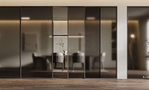 Modern sliding door glass door sliding door Changhong glass 3d model