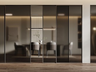 Modern sliding door glass door sliding door Changhong glass 3d model