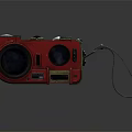 Professional Commercial Camera Equipment In Red And Yellow With Large Lens Adjustable Strap And Controls