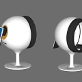 White Spherical Devices With Black Ring And Phone Holder Stand Base 3d model