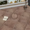 Brown Textured Floor Tiles Indoor With Open Book Decorative Sphere And Vase