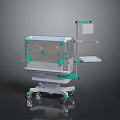 Mobile Medical Equipment Cart With Metal Frame Green Accents And Tray Shelf