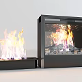 Modern Fireplaces With Open Flame And Glass Door Featuring Wood Logs