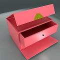 Elegant Pink Drawer Cabinet With Open Storage And Yellow Decorative Ornaments