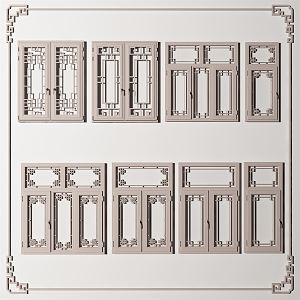 New Chinese casement window 3d model