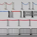 Security Barriers With Rope And Metal Fences In Red Blue Colors For Crowd Control