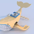 Whale Shaped Playground Equipment With Slide Platform Railings And String Like Structures