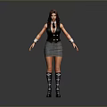 A Woman in Black Vest and Plaid Skirt with White Cuffs and Knee High Boots