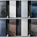 Modern Hinged Doors With Various Glass Styles And Indoor Plants