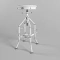 Industrial Style Leather Seat Bar Stools With Adjustable Metal Frame And Footrests