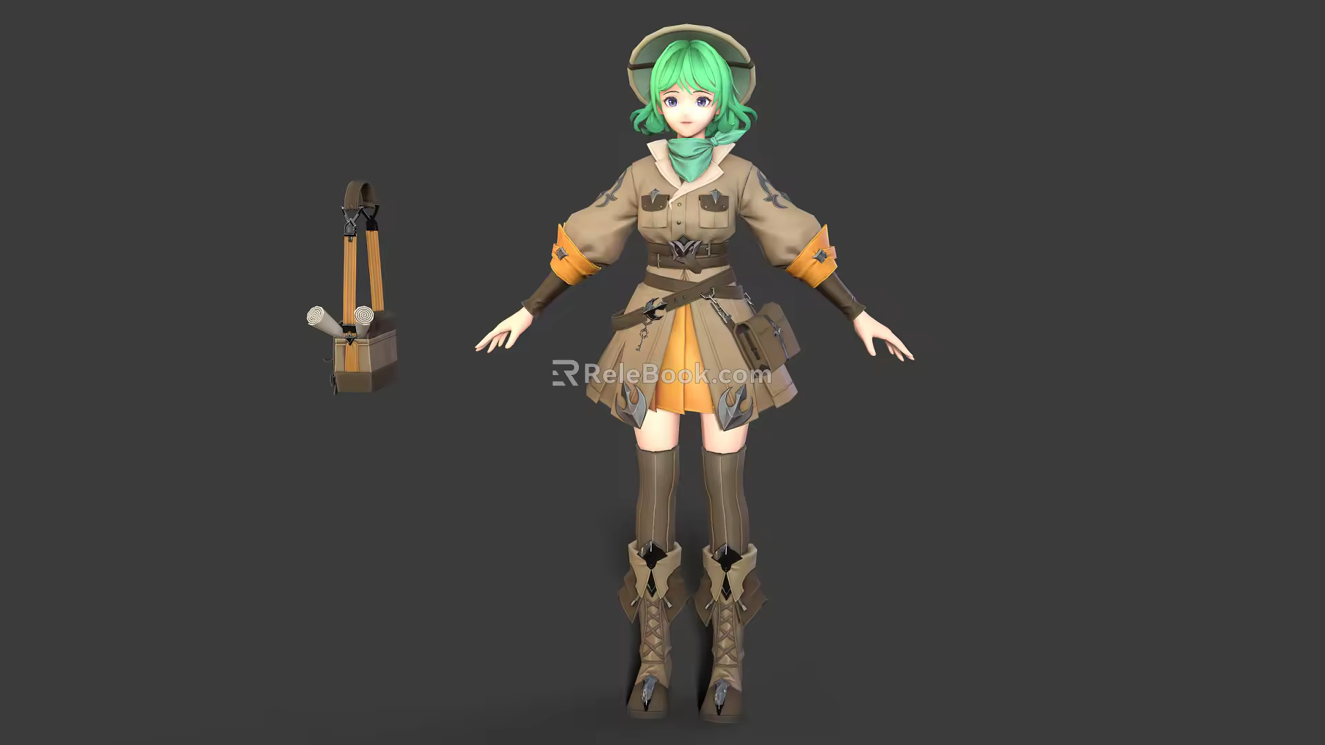 Modern game character explorer 3d model