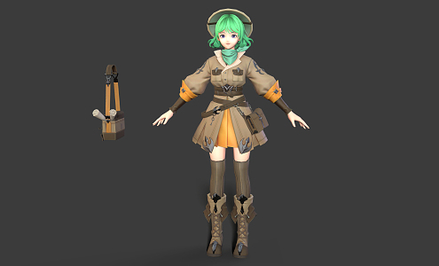 Modern game character explorer 3d model