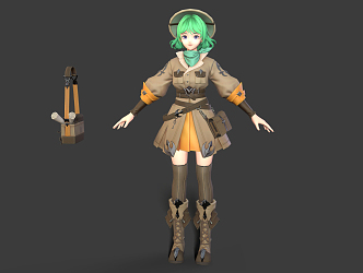 Modern game character explorer 3d model