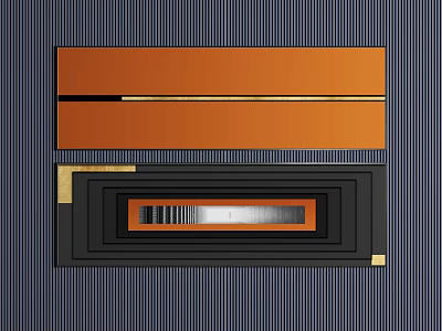 Modern Geometric Wall Art With Orange Black Panels And Gold Accents On Striped Background 3d model