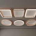 Modern Elegant Ceiling Lights Three Square And Three Round With Crystal Trim Installed On Ceiling 3d model