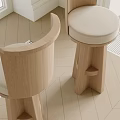 Wooden Bar Stools With Upholstered Seats In Minimalist Interior Design Setup