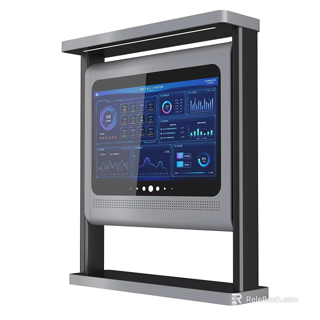 Modern Public Facility Interactive Display Screen With Data Visualization And Control Interface 3d model 