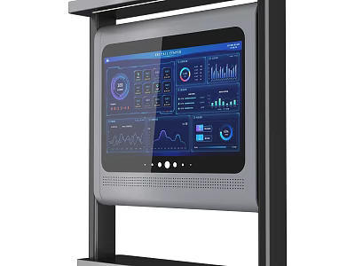 Modern Public Facility Interactive Display Screen With Data Visualization And Control Interface 3d model