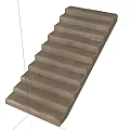Gray Concrete Staircase With Straight Steps And Simple Design Structure 3d model