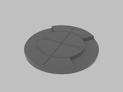 Gray Circular Mechanical Component With Cross Shaped Lines And Symmetric Notches 3d model