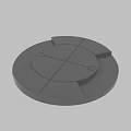Gray Circular Mechanical Component With Cross Shaped Lines And Symmetric Notches