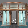 Modern Landscape Pavilion With Wooden Roof Curved Pillars And Glass Walls