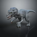 Fierce Gray Dinosaur Character Displaying Sharp Teeth And Claws In Running Stance 3d model