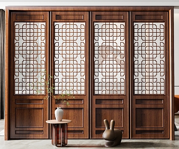 New Chinese-style sliding door 3d model