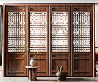 New Chinese-style sliding door 3d model