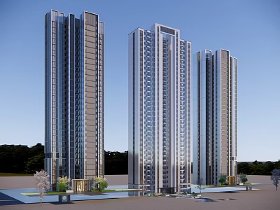 modern residential area outdoor building residential building high-rise residential 3d model