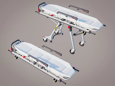 Medical Equipment White Stretchers With Adjustable Frame And Wheels For Patient Transfer 3d model