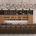 Modern Café Interior With Rattan Columns White Armchairs And Wooden Coffee Tables