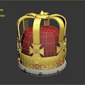 Golden Decorative Crown With Red Top Cross Embellishments Gems And White Base For Household Decor
