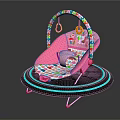 Pink Baby Bouncer With Colorful Hanging Toys And Lighted Base Design Features