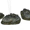 Natural Stone Rocks With Wooden Bases For Outdoor Garden Decoration