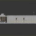 Industrial Equipment Unit With White Enclosure Top Ventilation Fans And Side Doors