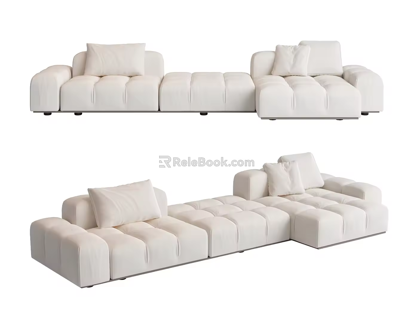 Modern corner sofa cream multiplayer sofa 3d model