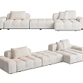 Modern corner sofa cream multiplayer sofa 3d model
