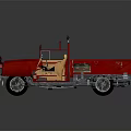Red Vintage Off Road Convertible Car With Beige Seats And Roof Spotlights