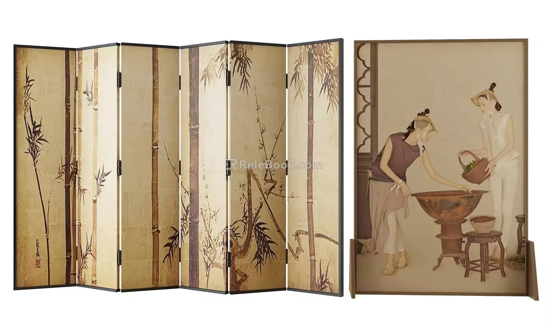 new chinese style screen 3d model