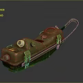 Old Fashioned Green Communication Device Featuring Strap Control Buttons And Surface Details 3d model