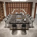 Luxury Bar Interior Design With Marble Counter Top Modern Lighting Wine Racks And Bar Stools