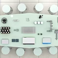 School Laboratory Setup With Modern Lab Bench Reagent Bottles Test Tube Racks And Stools