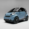 Small Light Blue Compact Car With Two Seater Rounded Front Design And Black Roof 3d model