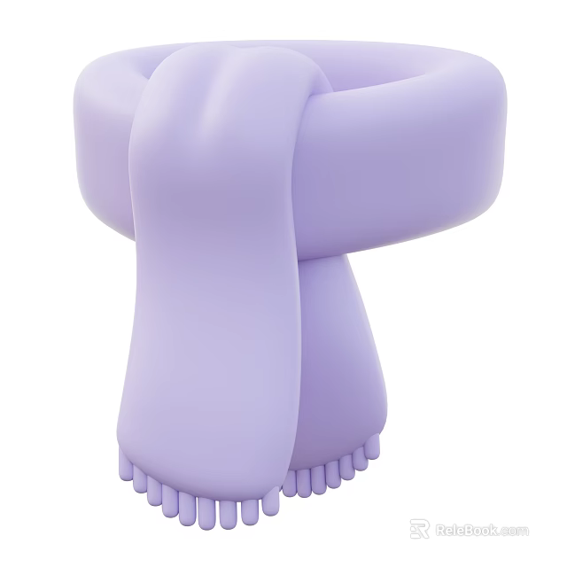 Light Purple Scarf With Soft Texture And Tassels 3D Rendered Design 3d model