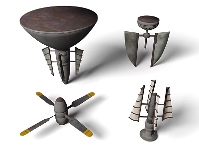 Industrial Equipment Metal Mixing Components With Various Rotary Blades And Mechanical Parts 3d model