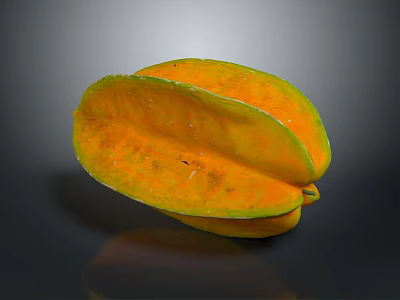 Halved Ripe Starfruit Fresh Tropical Fruit With Juicy Yellow Flesh 3d model