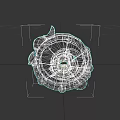 Mystical Circular Weapon With Blue Glowing Runes And Central Crystal Core